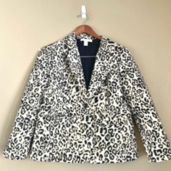 CHICO'S ANIMAL PRINT WITH METALLIC GOLD THREAD BLAZER, SZ 3 - Picture 2 of 8